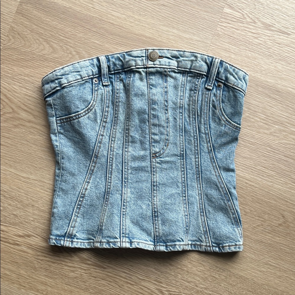 H&M Divided Women's Blue Denim Corset Top